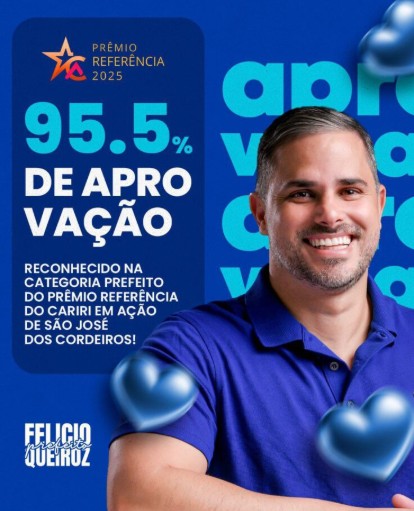 Gestão do prefeito Felício Queiroz atinge 95,5% de aprovação em São José dos Cordeiros