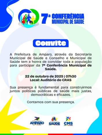 Amparo realiza a 7ª Conferência Municipal de Saúde no dia 22 de outubro