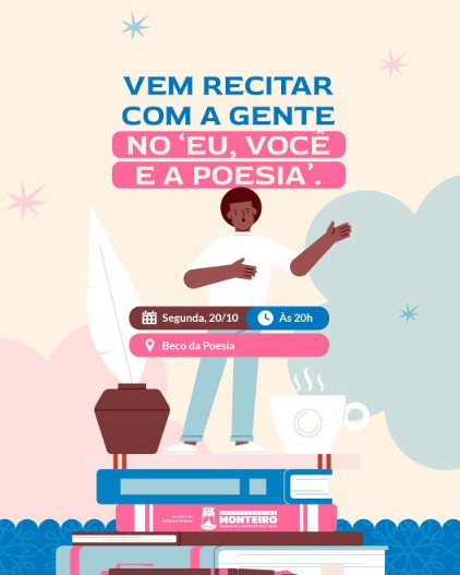 “Eu, Você e a Poesia”: Monteiro comemora Dia do Poeta com grande evento no Beco da Poesia nesta segunda