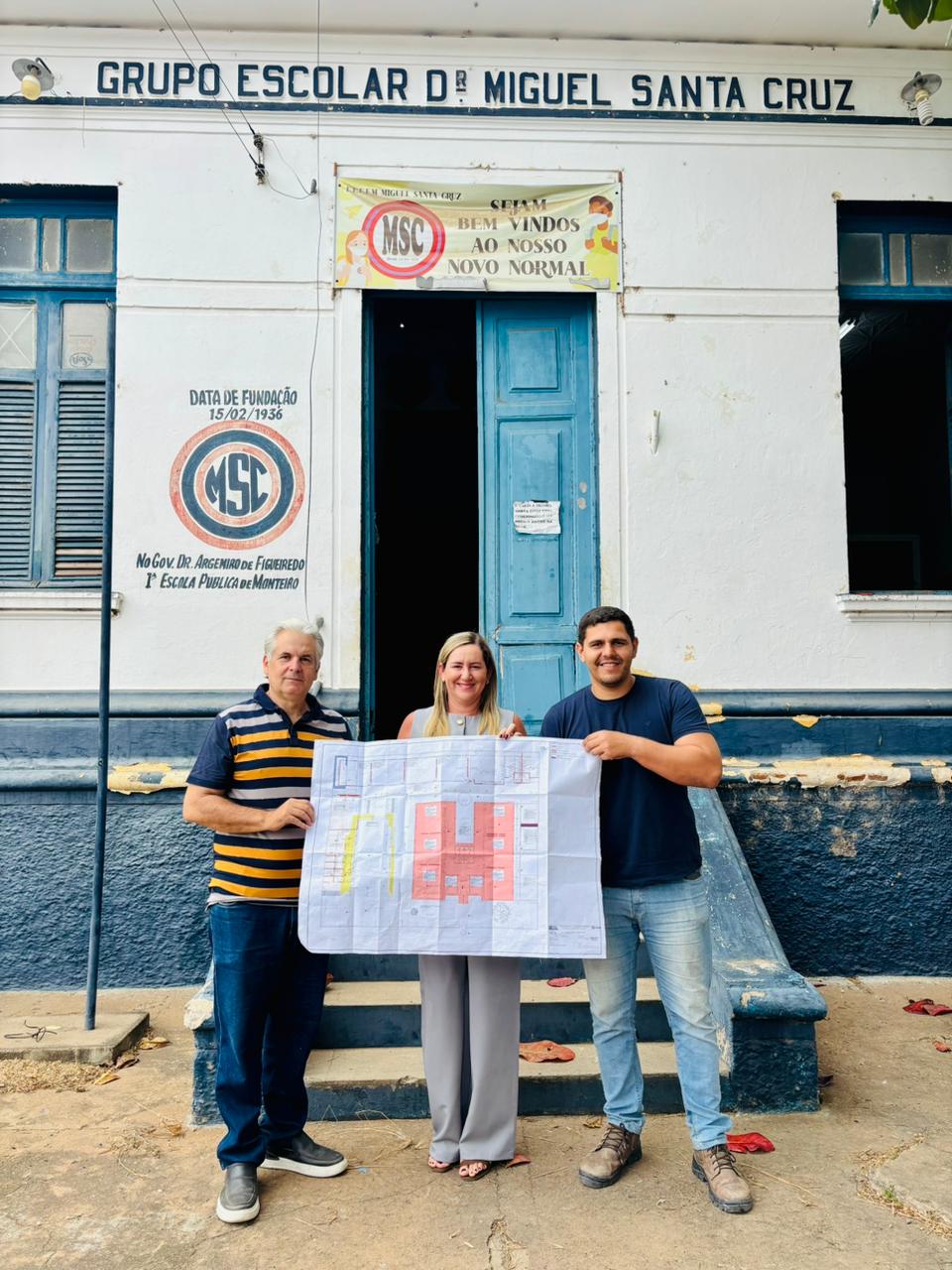 Ana Paula e Cajó visitam reforma da Escola Miguel Santa Cruz em Monteiro e destacam empenho da ex prefeita Lorena e do Governo do Estado
