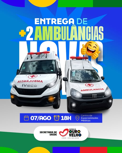 Prefeito Dr. Júnior entrega duas novas ambulâncias e reforça estrutura da saúde de Ouro Velho