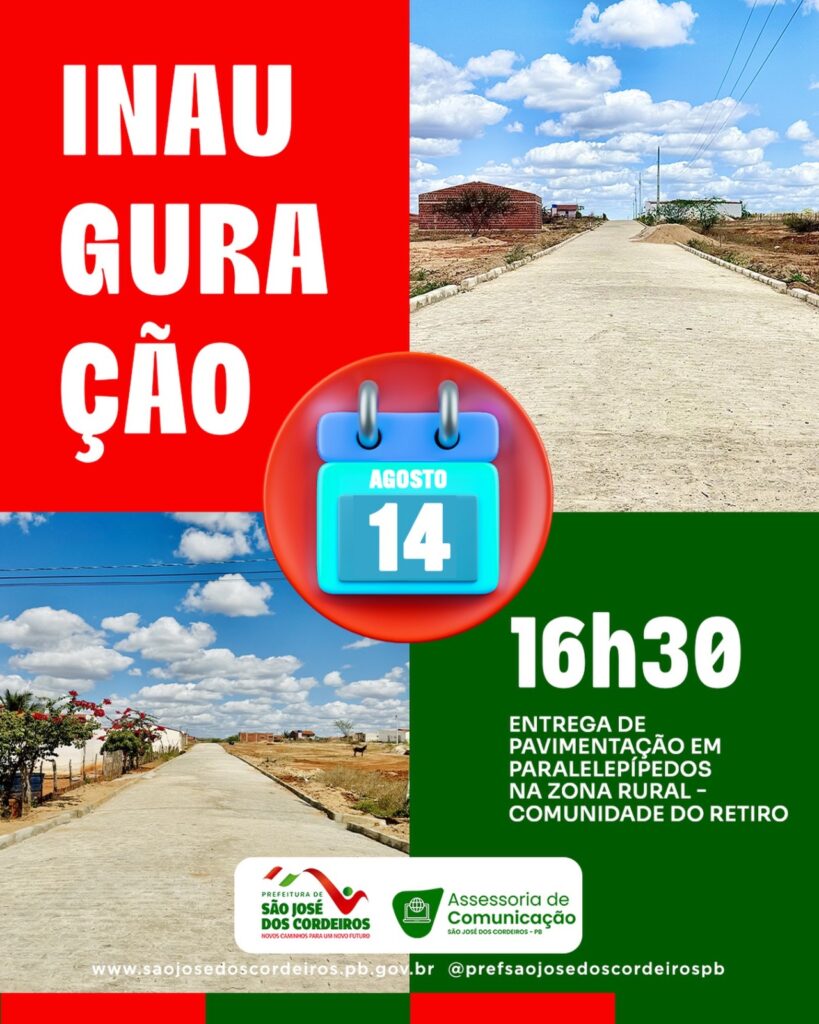Prefeitura de São José dos Cordeiros entrega pavimentação em paralelepípedos na Comunidade do Retiro