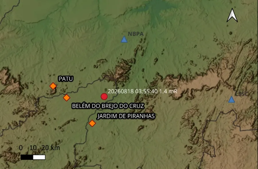 Tremor de terra é registrado no Sertão da Paraíba