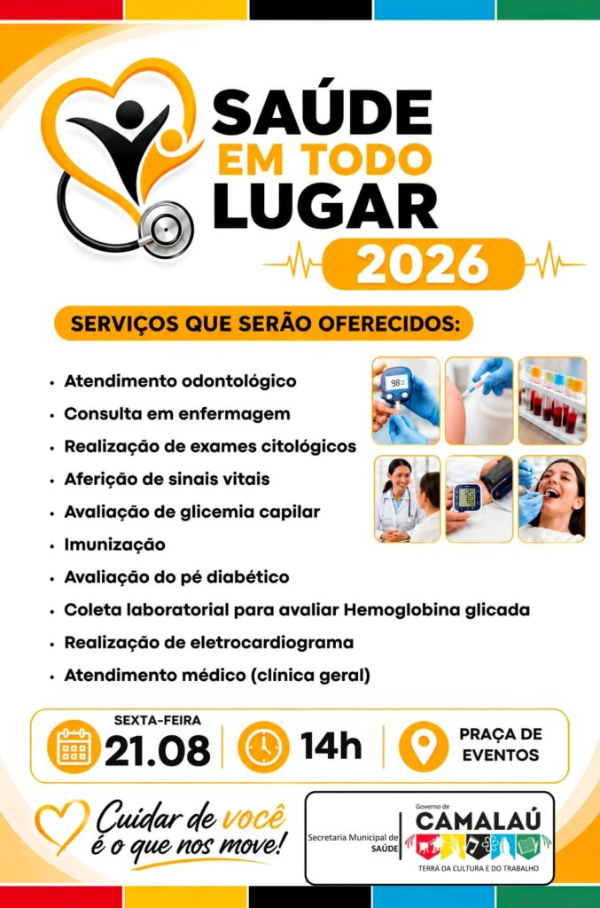 Depois do sucesso na abertura do programa, o “Saúde em Todo Lugar” movimenta Camalaú e terá nova edição nesta sexta e sábado na Praça de Eventos