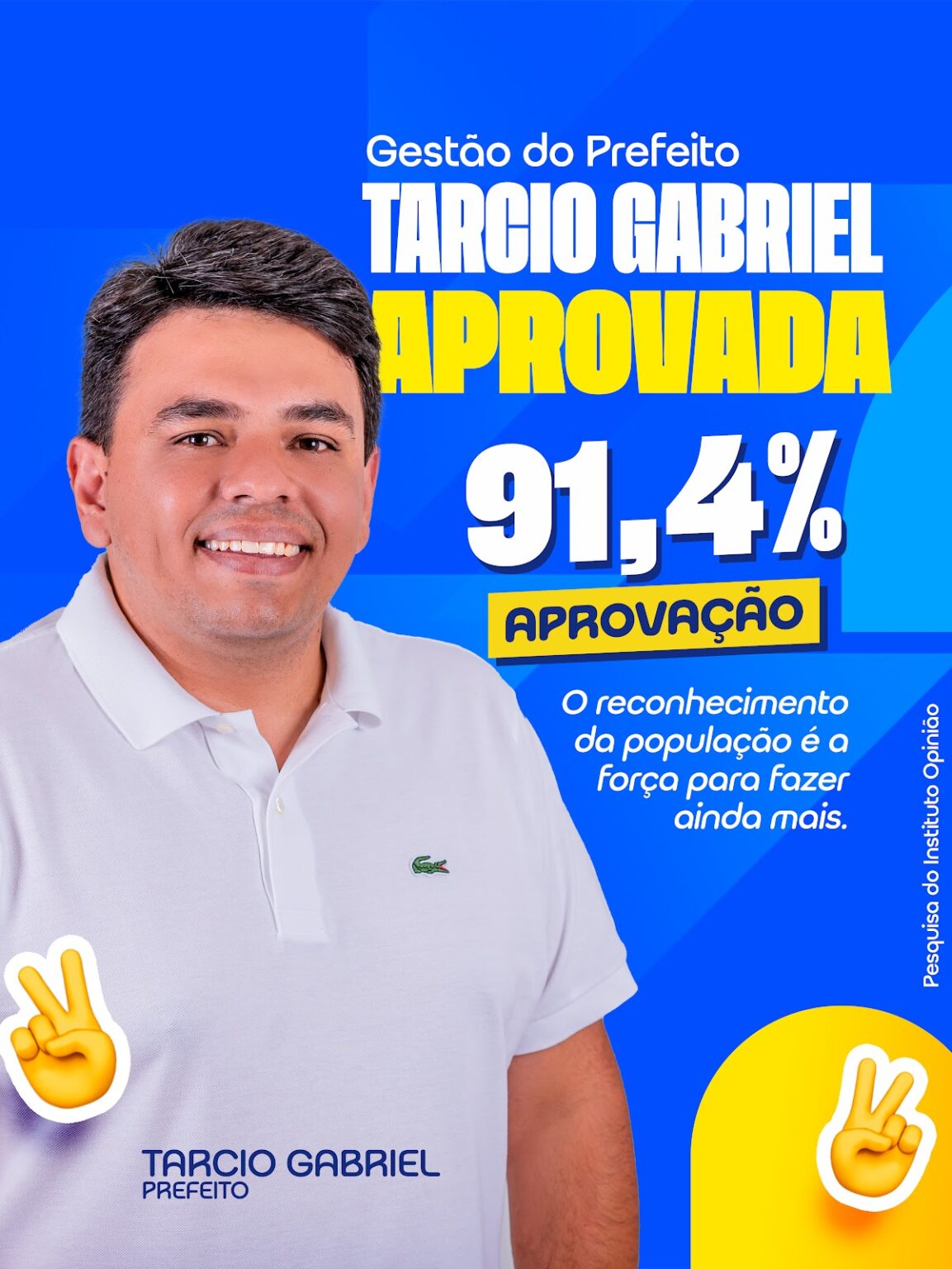 Gestão de Tarcio Gabriel é aprovada por 91,4% da população de Amparo, aponta pesquisa