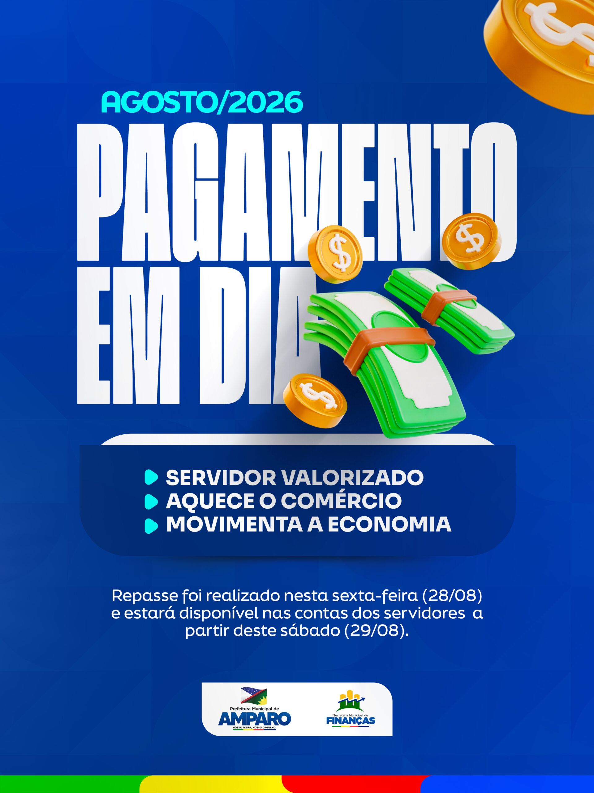 Prefeitura de Amparo realiza pagamento dos servidores referente ao mês de agosto